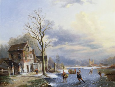 Patinadores en el lago de Jan Jacob Spohler